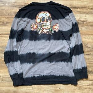 Vans Off The Wall Mens Tiedye Graphic Long Sleeve Skater Skeleton Graphic Size L